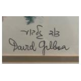 Framed Signed David Gilboa Watercolor Portrait of Elderly Man Reading