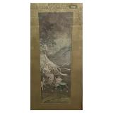 Vintage Pair of Framed Asian-Style Art Prints with Bamboo Frames