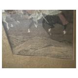 Vintage Pair of Framed Asian-Style Art Prints with Bamboo Frames