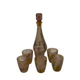 Pink Art Glass Decanters, Goblets, Wine Set, and Serving Plate