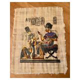 Set of 2 Hand-Painted Egyptian Papyrus Artworks with Folder