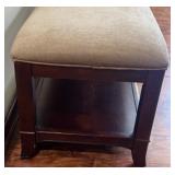 Upholstered Bench with Lower Shelf