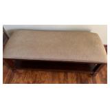 Upholstered Bench with Lower Shelf