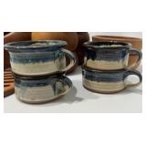 Vintage Wood Serveware & Studio Pottery Soup Mugs Collection