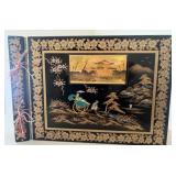 Vintage Japanese Lacquer Photo Album with Scenic Inlay Design