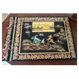 Vintage Japanese Lacquer Photo Album with Scenic Inlay Design