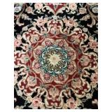 Oriental Area Rug with Medallion Pattern and Fringe