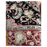 Oriental Area Rug with Medallion Pattern and Fringe