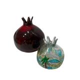 Ceramic and Glass Judaica Set with Pomegranate Figurines & Lenox Candle Holders