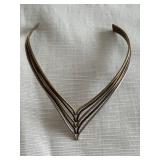 Vintage Three-Tone Metal Collar Necklace