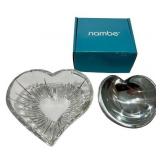New Nambe Small Heart Shaped Dish & Mikasa Heart Bowl Set