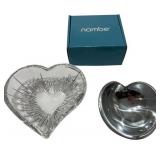 New Nambe Small Heart Shaped Dish & Mikasa Heart Bowl Set