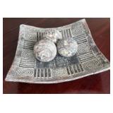 Decorative Square Bowl with 3 Spheres, Made in Israel