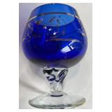 Set of 6 Vintage Cobalt Blue Glasses with Gold Trim