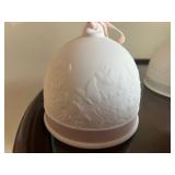 Set of 4 Lladro Porcelain Bell Ornaments with Pastel Ribbons