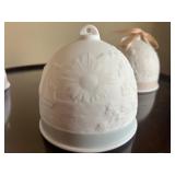 Set of 4 Lladro Porcelain Bell Ornaments with Pastel Ribbons