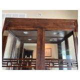 Asian Inspired Glass Display Cabinet with Wooden Frame and Brass Hardware, Made in Thailand