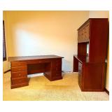 Four Piece Wood Office Suite - Desk with Credenza and Hutch with Extra Storage