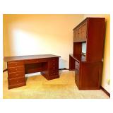 Four Piece Wood Office Suite - Desk with Credenza and Hutch with Extra Storage