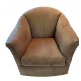 Pair of Precedent Barrel-Back Swivel Armchairs in Brown Upholstery