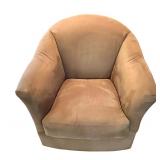 Pair of Precedent Barrel-Back Swivel Armchairs in Brown Upholstery