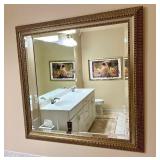 Beaded Edge Wall Mirror with Gold Frame
