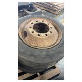 Set of 4 Used Goodyear Commercial Truck Tires with Rusted Steel Rims