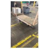 Wooden Flatbed Industrial Cart with Iron Wheels