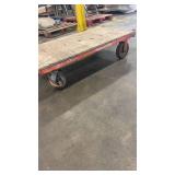 Used Industrial Flatbed Platform Cart with Wood Deck
