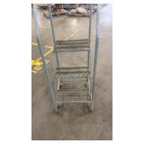 Rolling Metal Warehouse Step Ladder with Handrails