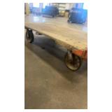 Industrial Wooden Platform Cart with Metal Frame and Casters