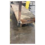 Wooden Industrial Warehouse Cart with Metal Wheels