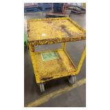 Yellow Two-Shelf Industrial Utility Cart with Wheels