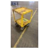 Yellow Two-Shelf Industrial Utility Cart with Wheels