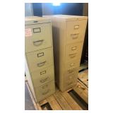 Set of 2 Metal Four-Drawer File Cabinets