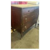 Antique Wooden Dresser with Four Drawers and Metal Pulls
