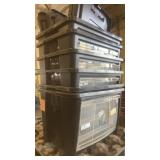 Stack of Nesting Plastic Totes with Dollies and Lids