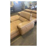 Modular Brown Leather Sectional Sofa with Ottoman