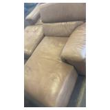 Modular Brown Leather Sectional Sofa with Ottoman
