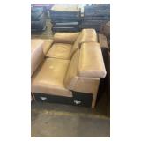 Modular Brown Leather Sectional Sofa with Ottoman