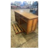 Wooden Counter Desk with Shelving and Storage