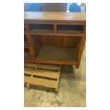 Wooden Counter Desk with Shelving and Storage