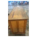Wooden Counter Desk with Shelving and Storage