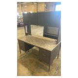 Metal Office Desk with Hutch and Four Drawers