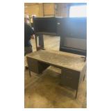 Metal Office Desk with Hutch and Four Drawers