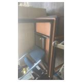 Lot of Office Tables and Blue Upholstered Chairs