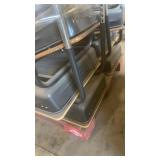 Lot of School Desks with Attached Chairs and Metal Legs