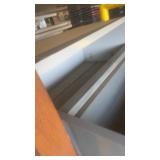 Industrial Sorting Table with Metal Storage Compartments and Rolling Base
