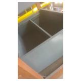 Industrial Sorting Table with Metal Storage Compartments and Rolling Base