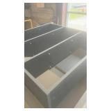 Industrial Sorting Table with Metal Storage Compartments and Rolling Base